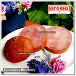 Aroma Bali frozen pork HAM HONEY half cut as steaks 1cm 3/8" (price/pack 5pcs 1kg)